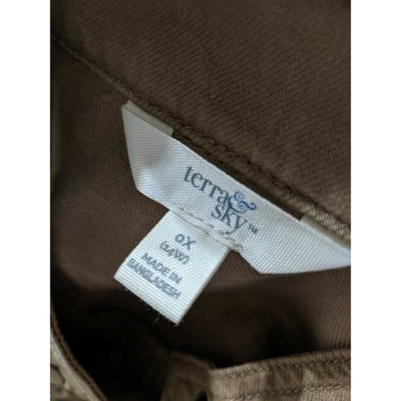 Terra & Sky Plus Size 0X Brown Light Weight Snap Utility Jacket 14W - Picture 4 of 6